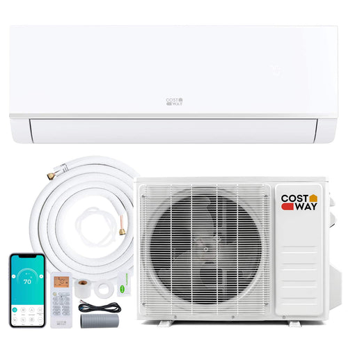 Costway - 12000 BTU 20 SEER2 115V Wifi Enabled Mini Split Air Conditioner & Heater with Installation Kit - White