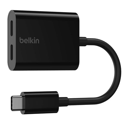 Belkin - RockStar USB-C Audio + Charge Adapter, for iPad Pro, Galaxy, Note, Google Pixel, LG G6, Sony Xperia, OnePlus - Black