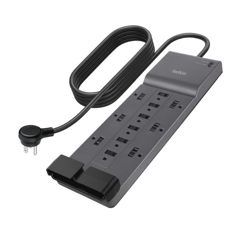 Belkin - Surge Protector for Home/Office with 12 AC outlets, 8-foot cord, and 3780 joules of surge protection - Black