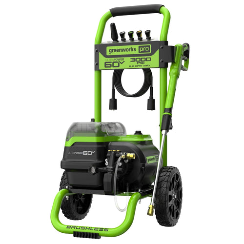Greenworks - 60V 3000-PSI 2.0 GPM Electric Pressure Washer, Tool Only, Battery and Charger Not Included - Green