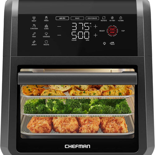 Chefman - 6-in-1 Multifunctional Air Fryer Oven w/ 12 Qt Capacity, Digital Touchscreen - Black