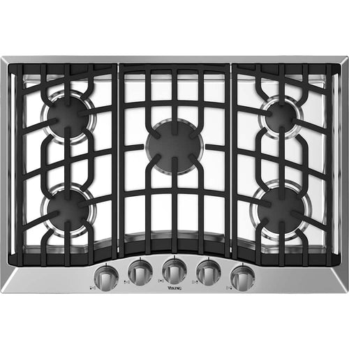 Viking - 37 in. Wide 5 Burner Gas Cooktop - Stainless Steel