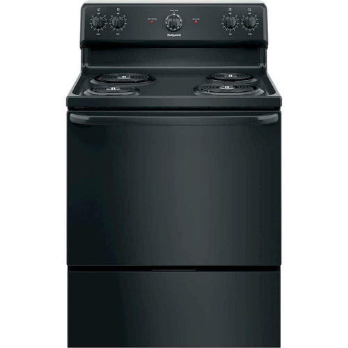 Hotpoint - 30 in. Wide 4 Element 5.0 Cu. Ft. Freestanding Electric Range with Porcelain Upswept Cooktop - Black